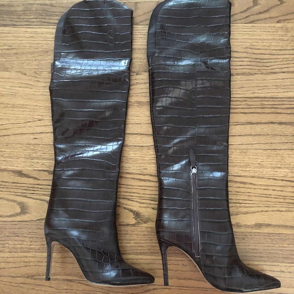 Schutz Maryana Over The Knee Leather Boot Dark Chocolate - Picture 5 of 10